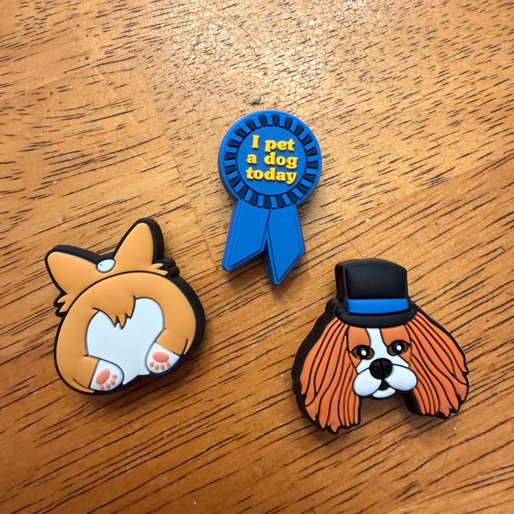 Cute Dog-Themed Croc Charms - Blue Ribbon & Corgi + Spaniel